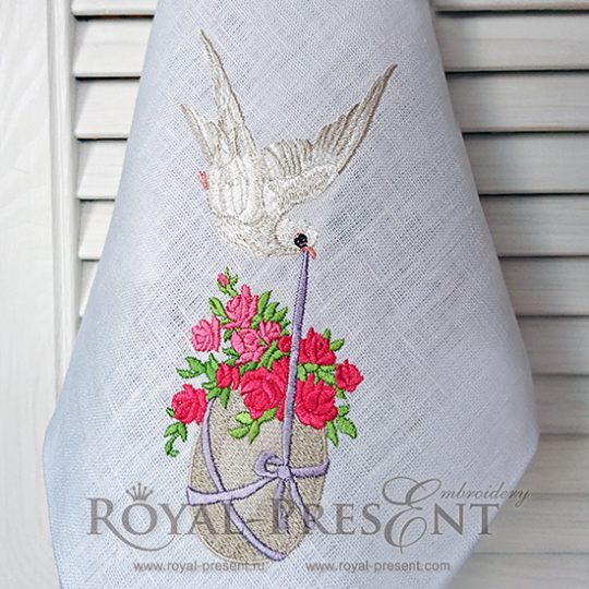 Machine Embroidery Design Easter Dove with egg
