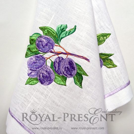 Fruit plum branch embroidery designs