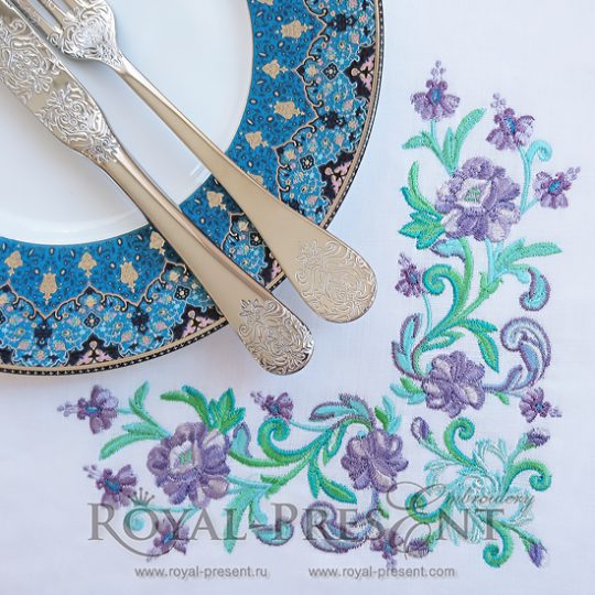 Corner Machine Embroidery Design Emerald Decor