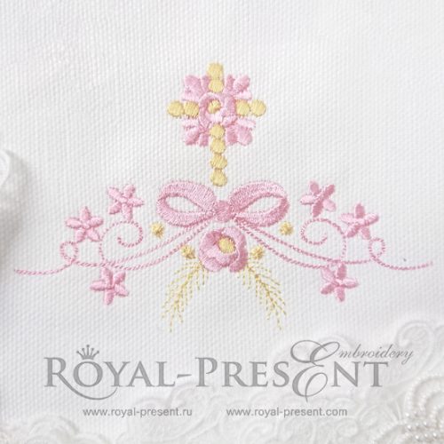 Machine Embroidery Design Flower cross with bow