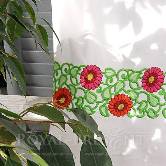 Machine Embroidery Design Dahlia border