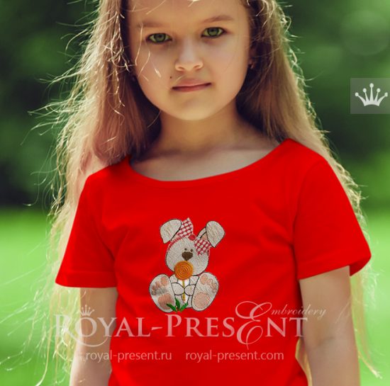 Free Machine Embroidery Design Little Bunny with candy