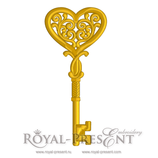 Machine Embroidery Design Gold key - 2 sizes