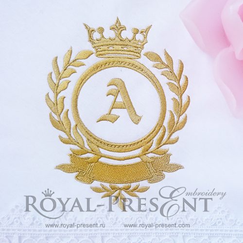 Machine Embroidery Design Gold Vignette with crown