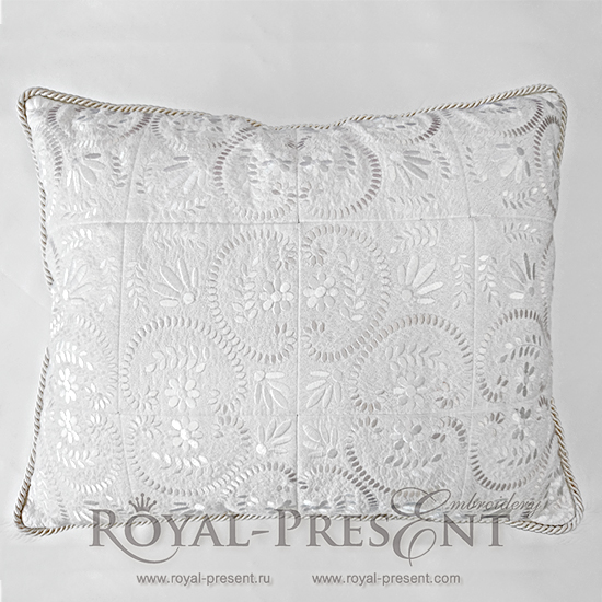 Machine Embroidery Design Graceful leaves and Flowers Quilt Block