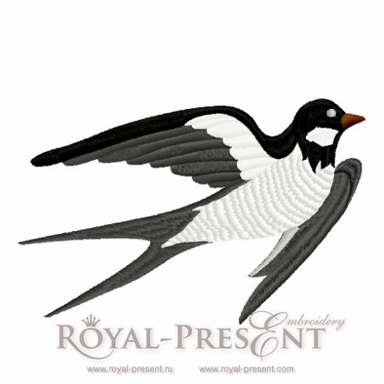 Machine Embroidery Design Black Swallow - 2 sizes