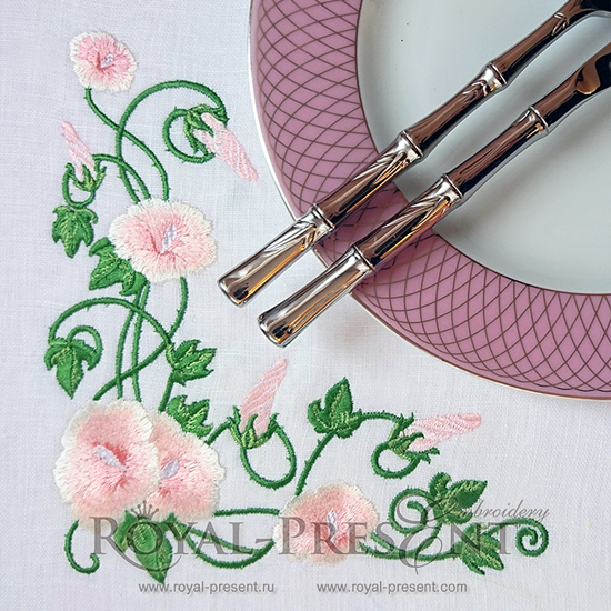 Machine Embroidery Design Hibiscus corner