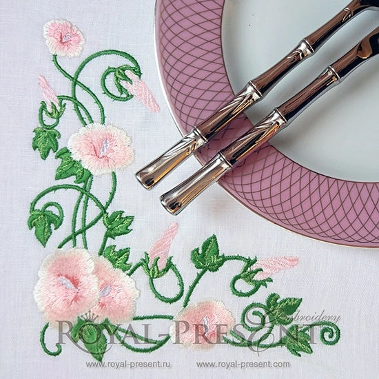 Machine Embroidery Design Hibiscus corner