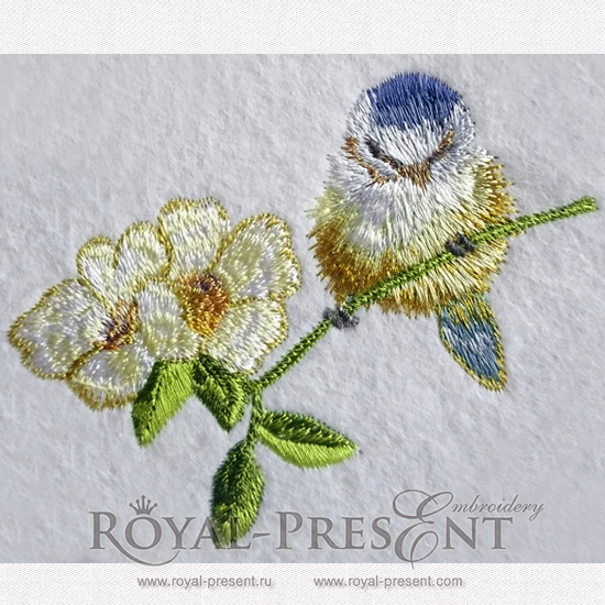 Machine Embroidery Design Beautiful Small Titmouse