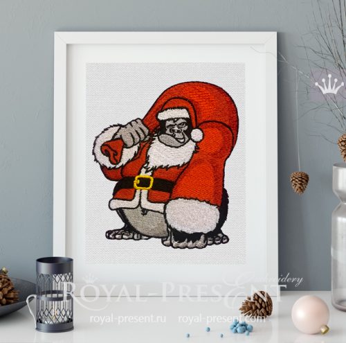 Christmas Monkey Free Machine Embroidery Design - 3 sizes