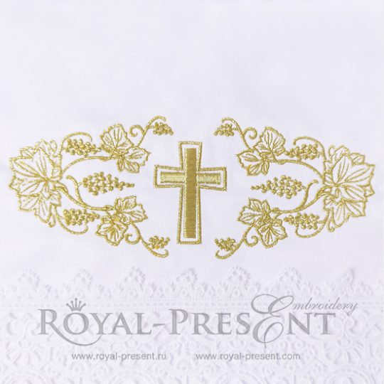 Grapes Machine Embroidery Design with Cross