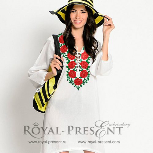 Machine Embroidery Design Neckline with roses