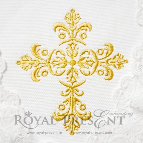 Machine Embroidery Design Gold ornate cross