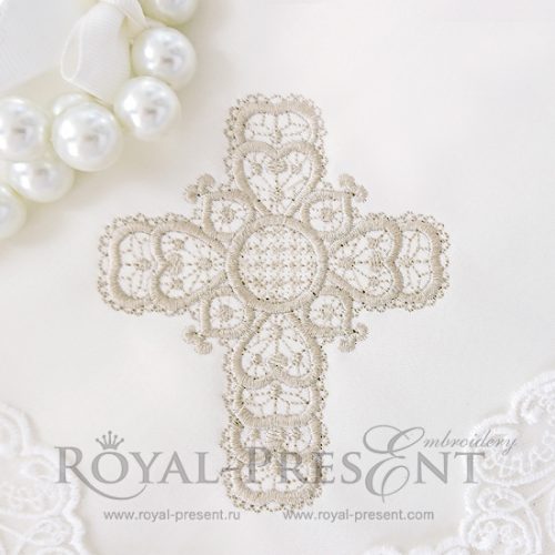 Machine Embroidery Design Beige Lace Cross