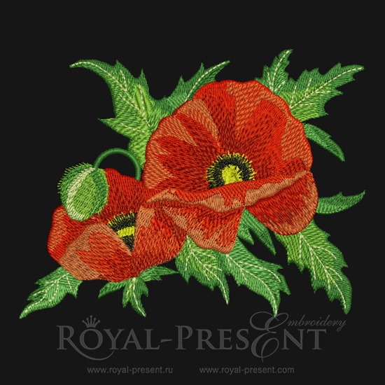 Machine Embroidery Design Two Poppies