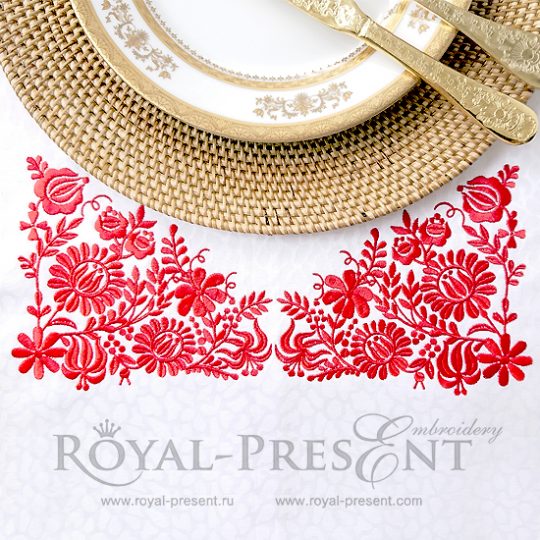 Machine Embroidery Design Red Hungarian folk art