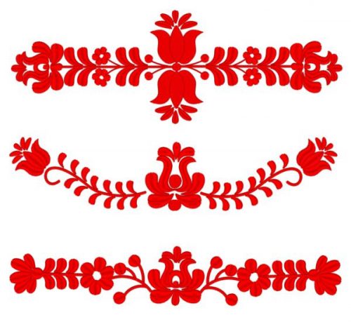 Set of Machine Embroidery Designs Red Hungarian folk art