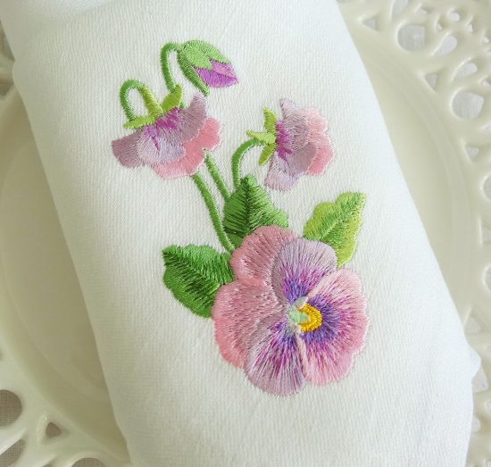 Machine Embroidery Design Pink Pansies
