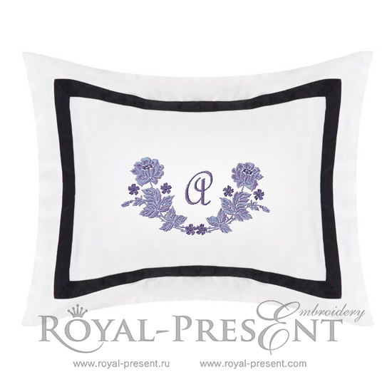 Machine Embroidery Design Rose Monogram Blank - 2 Sizes