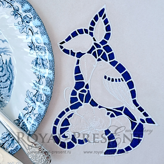 Cutwork Machine Embroidery Design Bullfinch Richelieu