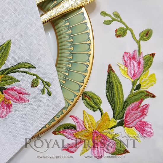 Machine Embroidery Design Tropical orchids
