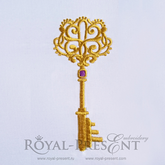 Machine Embroidery Design Vintage key - 2 sizes