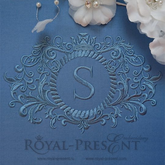 Machine Embroidery Design Gold Baroque Monogram Blank
