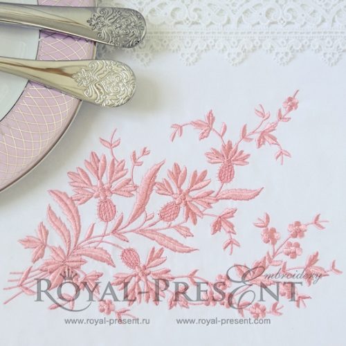 Machine Embroidery Design Vintage cornflowers border