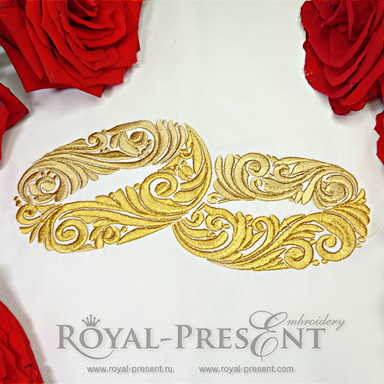 Machine Embroidery Design Couple of gold wedding ornamental rings