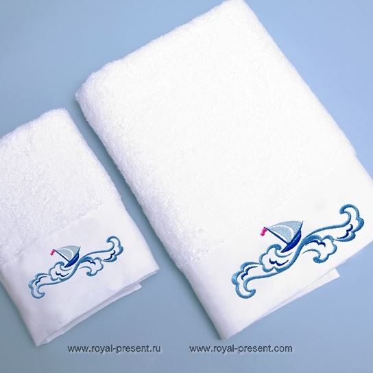 Machine Embroidery Design Boat on the waves - 3 sizes