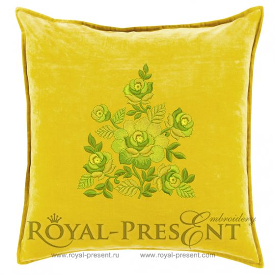 Machine Embroidery Design Green Garden flowers