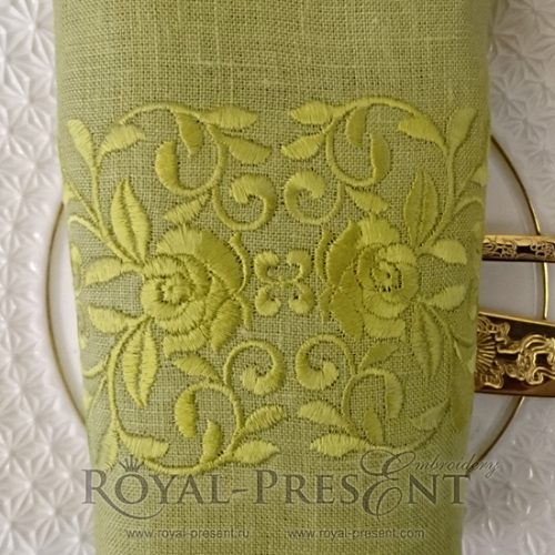 Monochrome Rose border Machine Embroidery Design