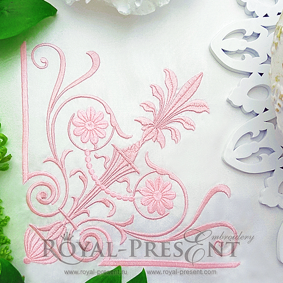 Machine Embroidery Design Classic corner decor