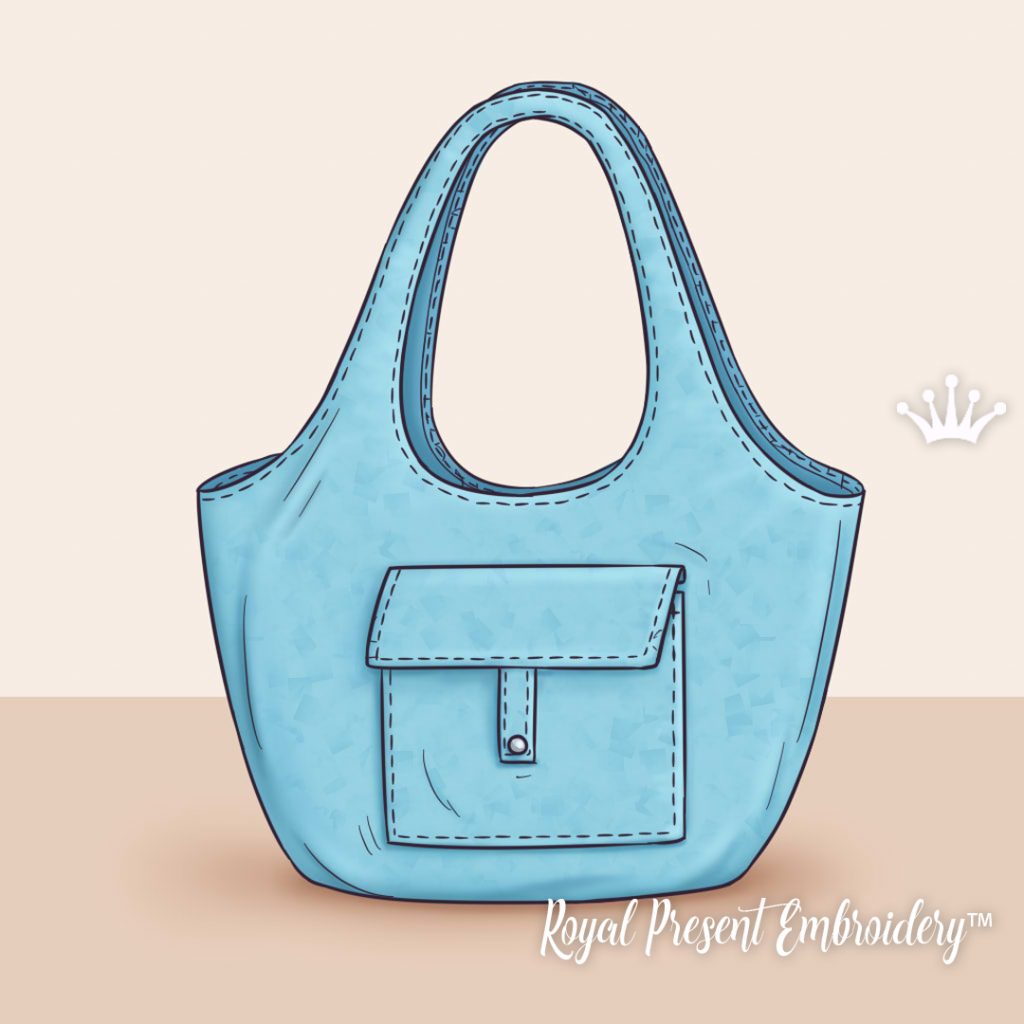 Machine embroidery of a shopping bag with pockets or buttons