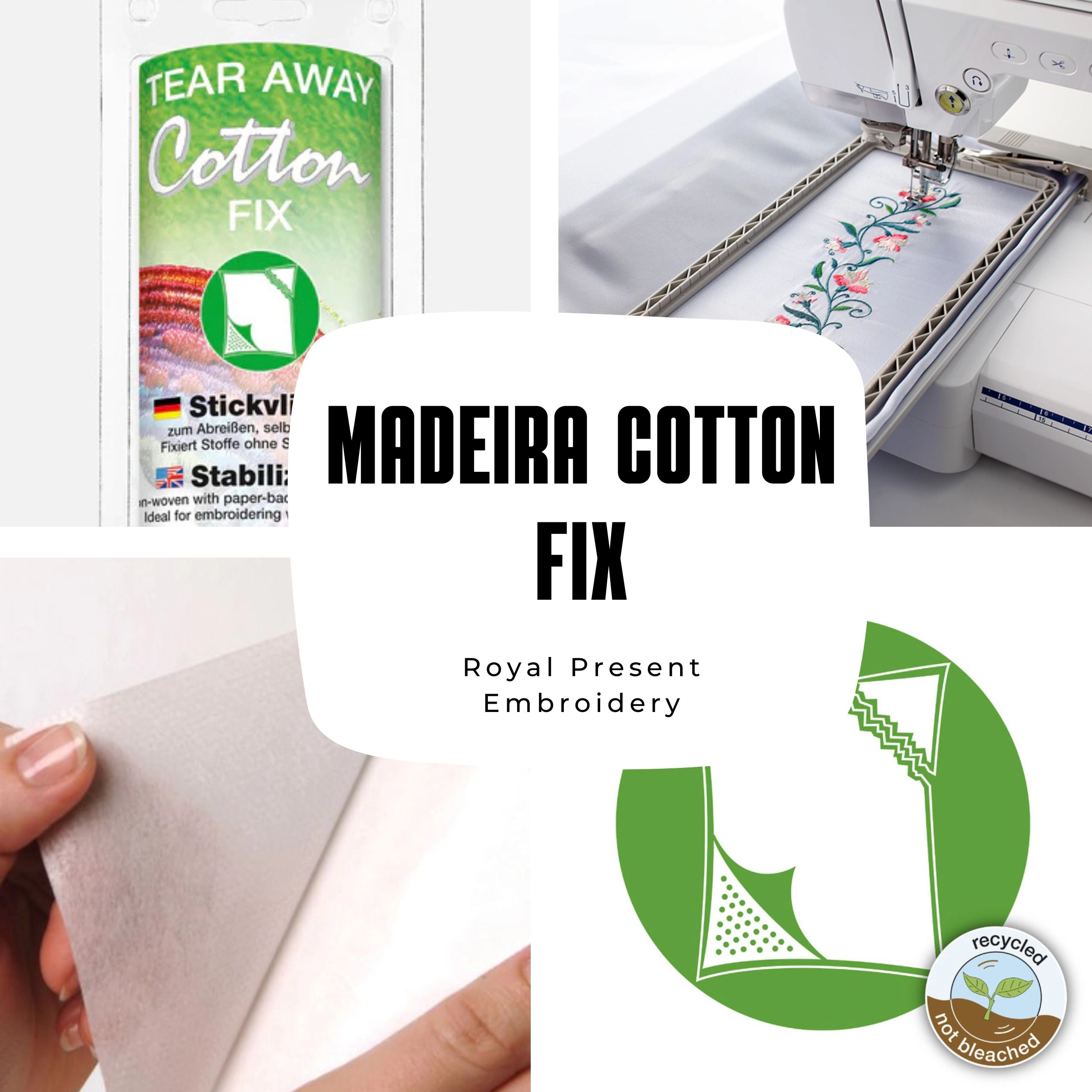 Madeira Cotton Fix self-adhesive tear-away stabilizer for machine embroidery