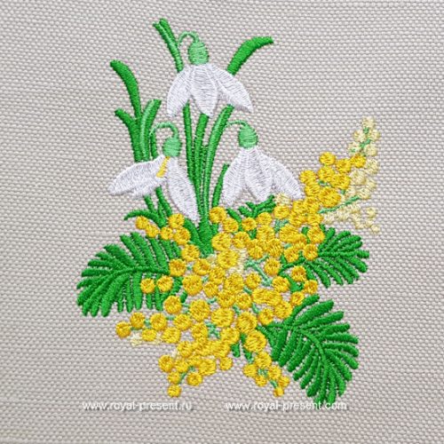 Snowdrops and Mimosa Machine Embroidery Design