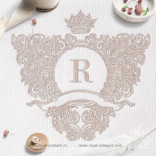 Ornate baroque monogram frame Embroidery Design - 4 sizes