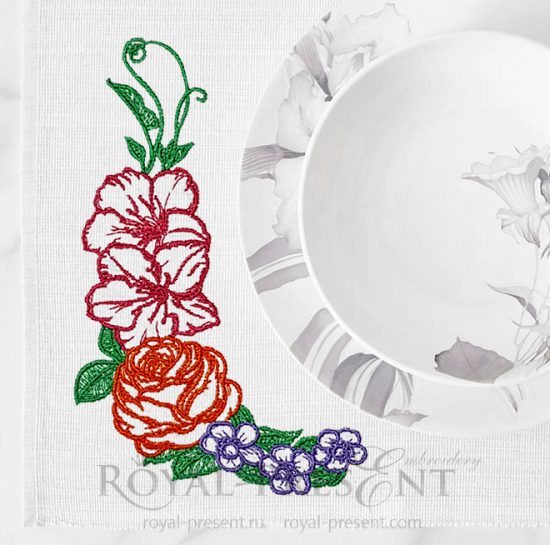 Outline Flowers Free Machine Embroidery Design