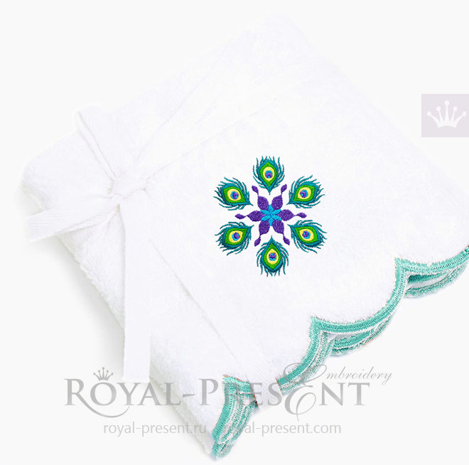 Peacock feathers Mandala Machine Embroidery Design