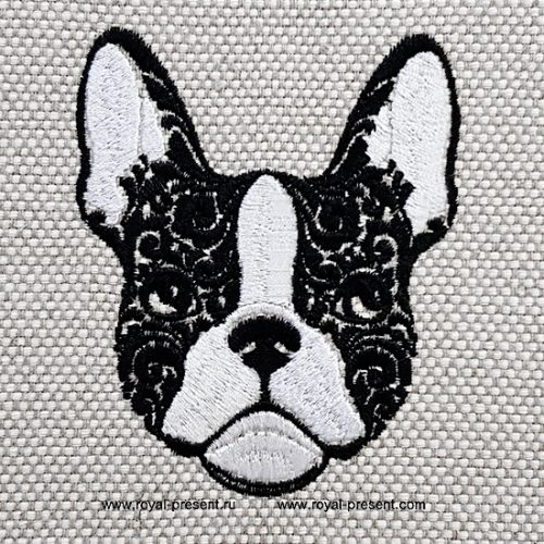 Portrait French Bulldog Machine Embroidery Design