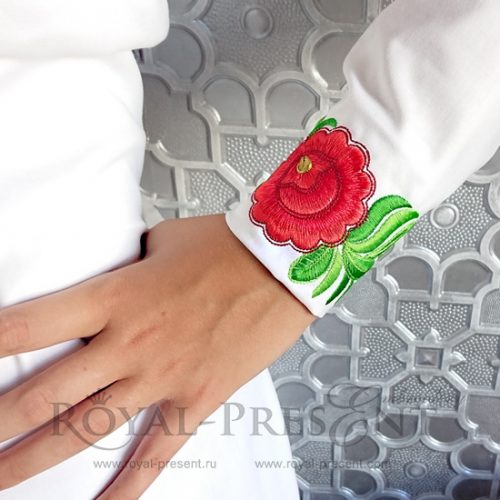 Red Flower Border Machine Embroidery Design