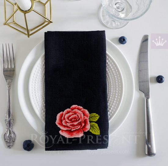 Single rose Cross-stitch Machine Embroidery Design