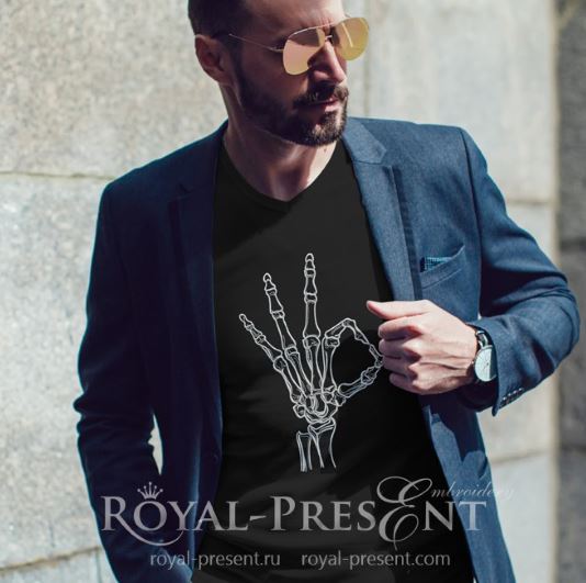 Skeleton hand Machine Embroidery Design