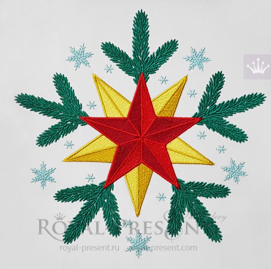 Christmas card - star handmade embroidery – Kolours