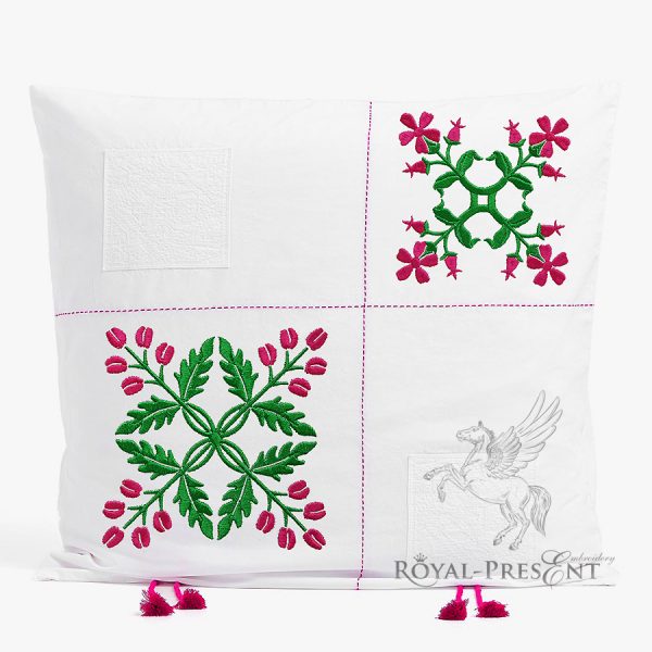 Two Floral Quilt Block Embroidery Patterns