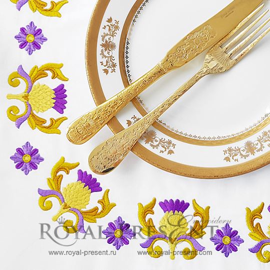 Two Golden thistles Machine Embroidery Patterns