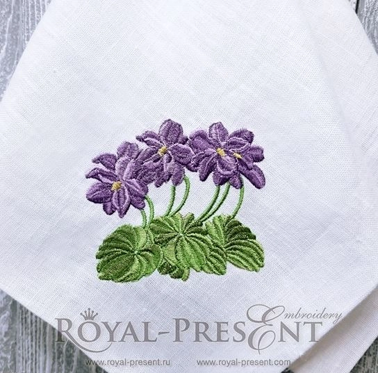 Violet flowers machine embroidery design