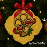 Five Gold Rings ITH Christmas Ornament Machine Embroidery Design - 3 Sizes