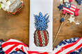 American Flag Pineapple Machine Embroidery Design - 5 sizes