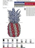 American Flag Pineapple Machine Embroidery Design - 5 sizes